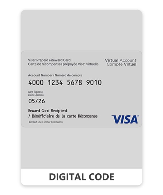 Visa* Prepaid eReward Card (12 Month Expiration) 10 – 1000 CAD