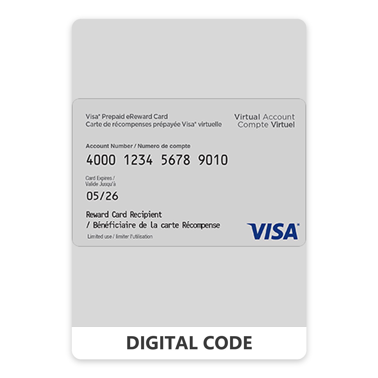 Visa* Prepaid eReward Card (12 Month Fee Down) 10 – 1000 CAD
